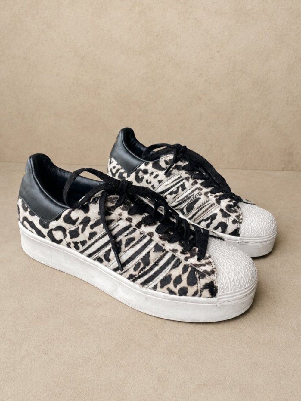 Adidas Superstar Bold Leopard Print Platform Sneakers Shoes Size 8.5